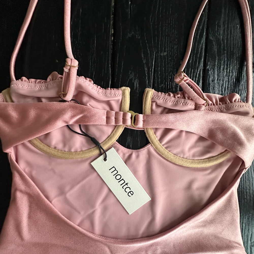 Montce Pink Satin Petal One Piece NWT - Picture 8 of 10